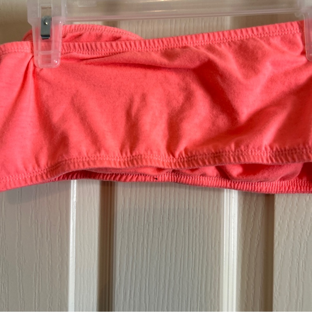 Juniors bandeau bikini top sz 11/13 coral color strapless - Picture 8 of 11